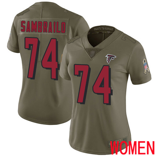 Atlanta Falcons Limited Olive Women Ty Sambrailo Jersey NFL Football #74 2017 Salute to Service